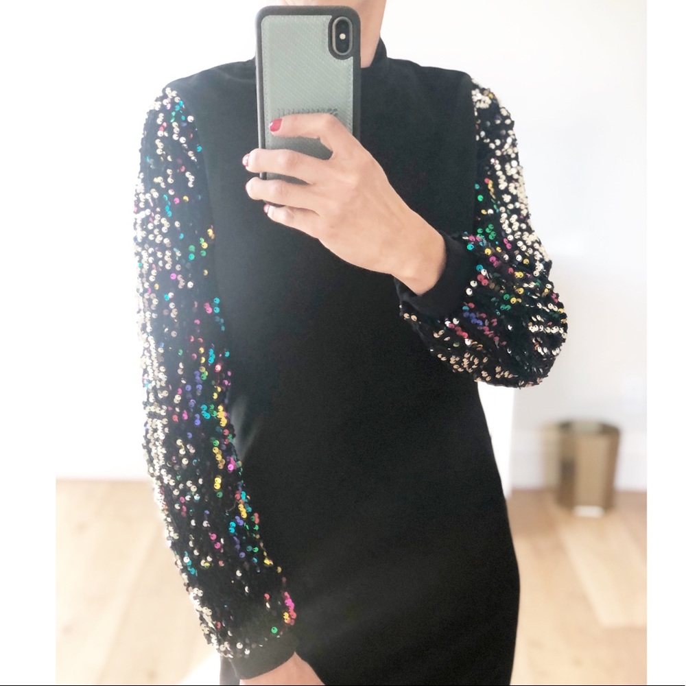 PHILADELPHIA Holiday Dress Long Sequin Sleeves - Picture 3 of 11